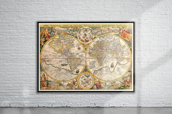 Vintage Plancius World Map 1599 Antique Map