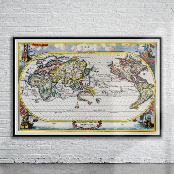 Vintage Scherer Map of the World 1700 Antique Map
