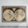 Vintage De Vaugondy World Map 1743 Antique Map