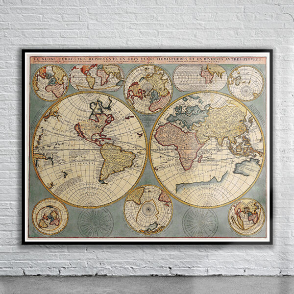 Vintage Nolin Map of the World 1741 Antique Map
