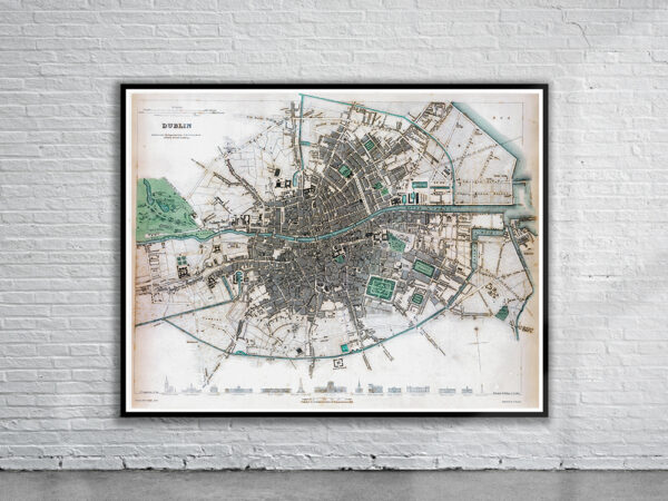 Vintage Map of Dublin 1844