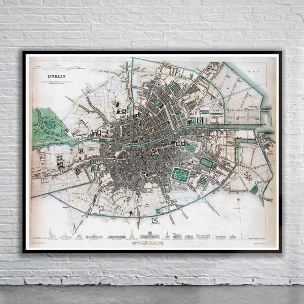 Vintage Map of Dublin 1844