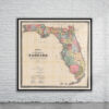 Vintage Map of Florida 1870 Antique Map