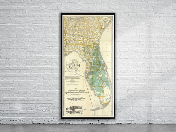 Vintage Map of Florida 1890 Antique Map