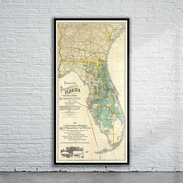 Vintage Map of Florida 1890 Antique Map