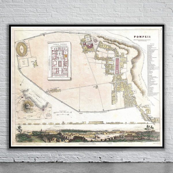Vintage Map of Pompeii 1832 Antique Map