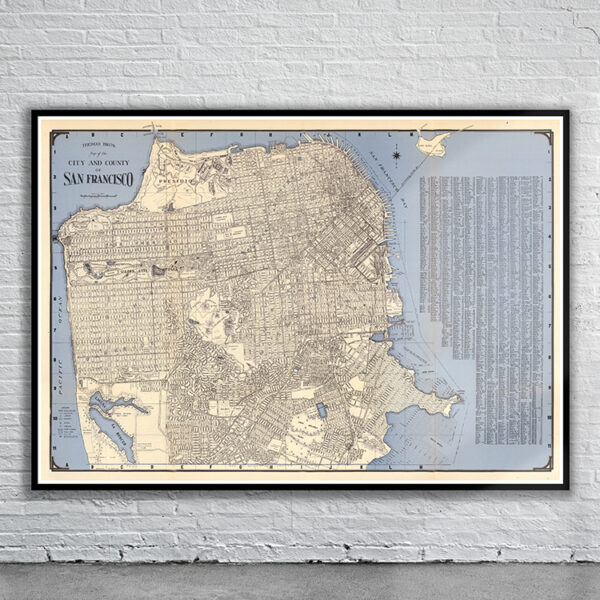 Vintage Map of San Francisco 1945 Antique Map
