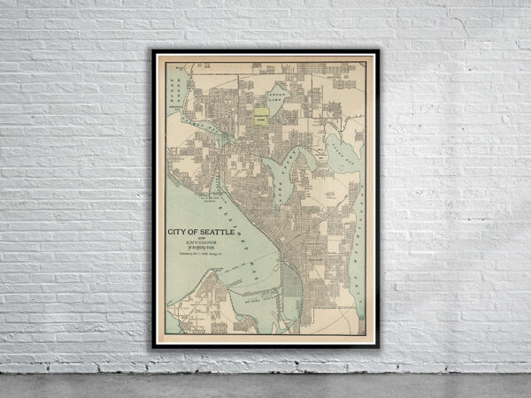 Vintage Map of Seattle 1897 Antique Map