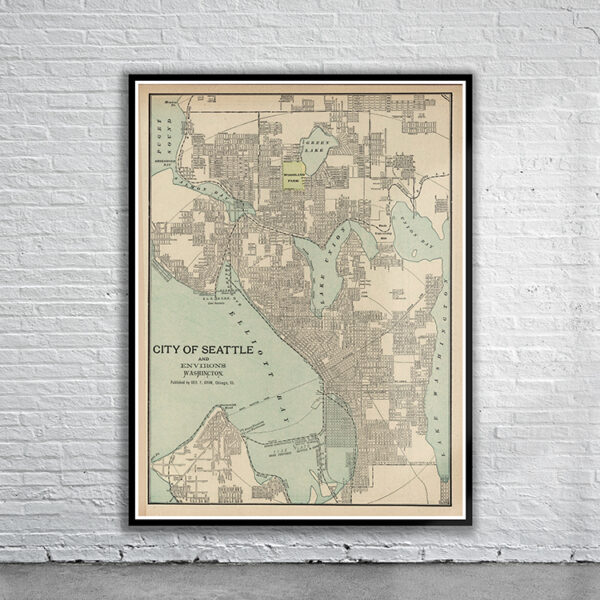 Vintage Map of Seattle 1897 Antique Map