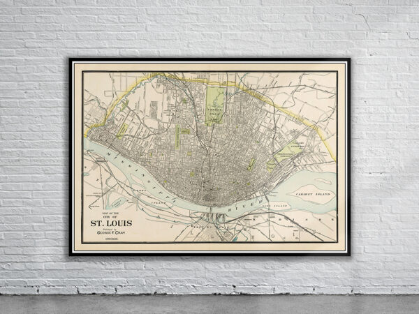 Vintage Map of St. Louis 1898 Antique Map
