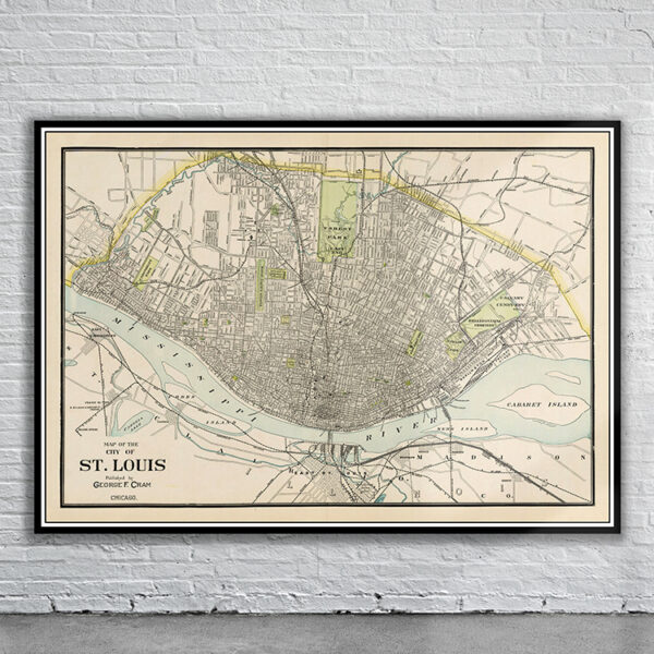 Vintage Map of St. Louis 1898 Antique Map