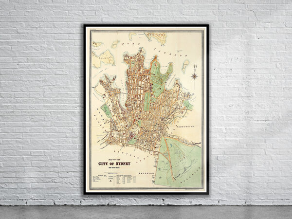 Vintage Map of Sydney 1895 Antique Map