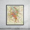 Vintage Map of Warsaw 1924 Antique Map