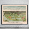 Vintage Panoramic View of Washington D.C. 1892 Antique Map