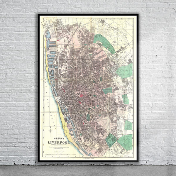 Vintage Map of Liverpool 1890 Antique Map