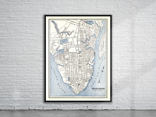 Vintage Map of Charleston 1898 Antique Map