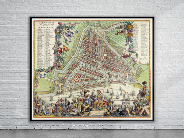 Vintage Map of Rotterdam 1690 Antique Map