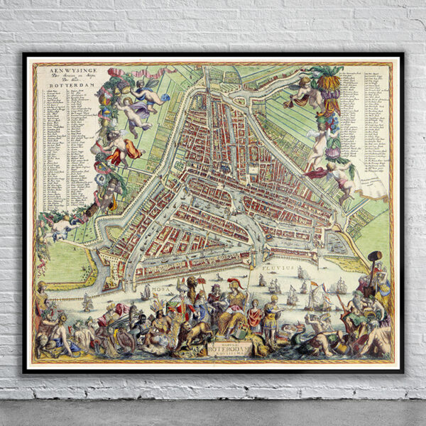 Vintage Map of Rotterdam 1690 Antique Map