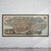 Vintage Panoramic View of Rome 1704 Antique Map