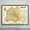 Vintage Map of Berlin Wall 1962 Antique Map