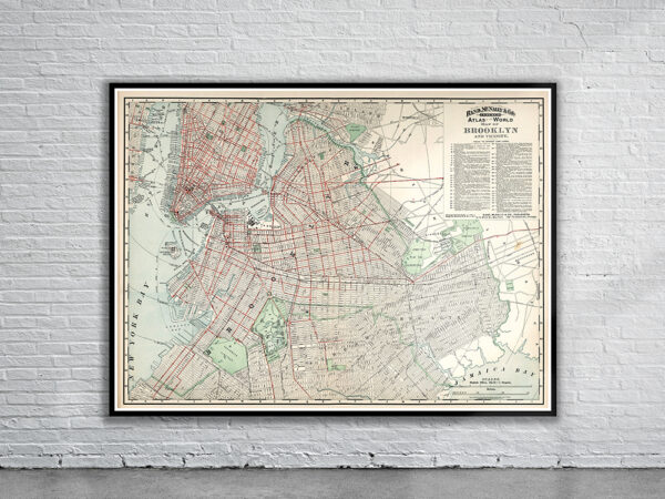 Vintage Map of Brooklyn 1897 Antique Map