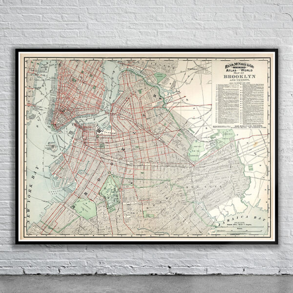 Vintage Map of Brooklyn 1897 Antique Map