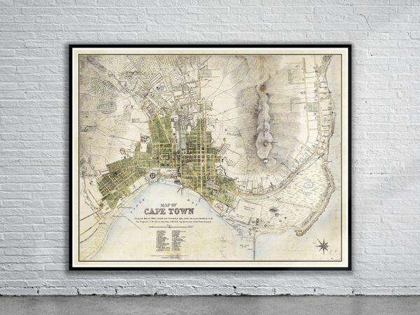 Vintage Map of Capetown 1884 Antique Map