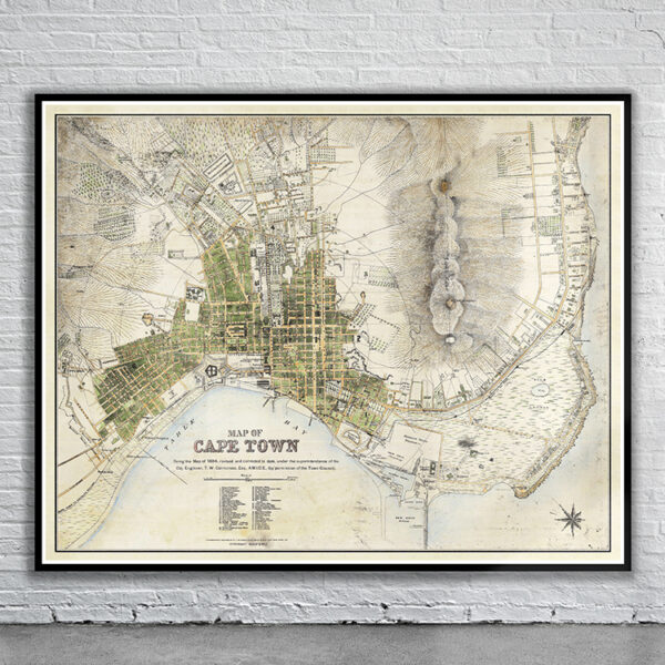 Vintage Map of Capetown 1884 Antique Map