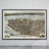 Vintage Birdseye View of Charleston 1872 Antique Map