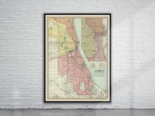 Vintage Chicago Railway Map 1897 Antique Map
