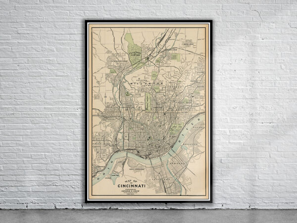 Vintage Map of Cincinnati 1898 Antique Map