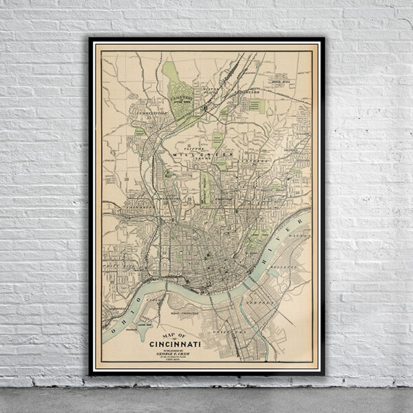 Vintage Map of Cincinnati 1898 Antique Map