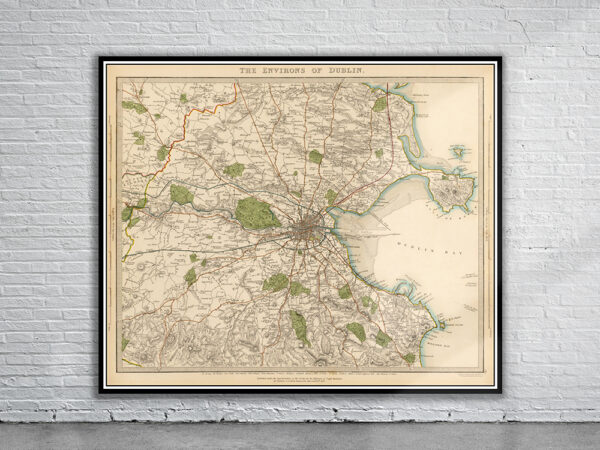 Vintage Map of Dublin 1837 Antique Map