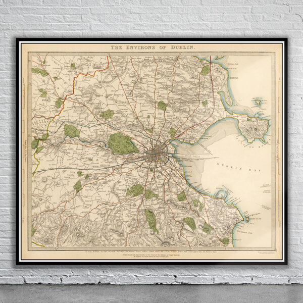 Vintage Map of Dublin 1837 Antique Map