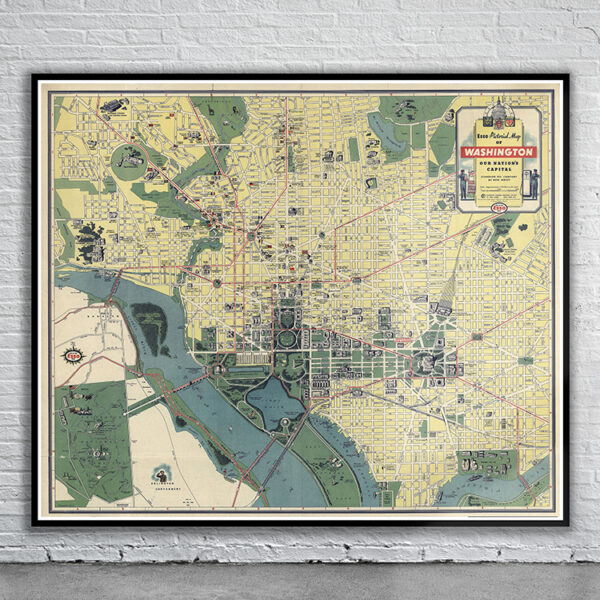 Vintage Map of Washington D.C. 1942 Antique Map