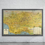 Vintage Birdseye View of Los Angeles 1932 Antique Map