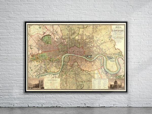 Vintage Map of London 1830 Antique Map