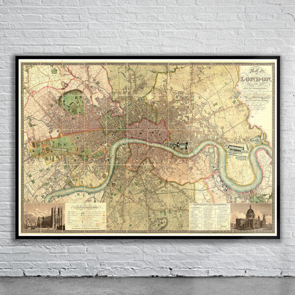 Vintage Map of London 1830 Antique Map