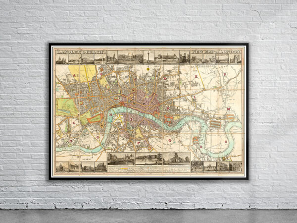 Vintage Map of London 1816 Antique Map