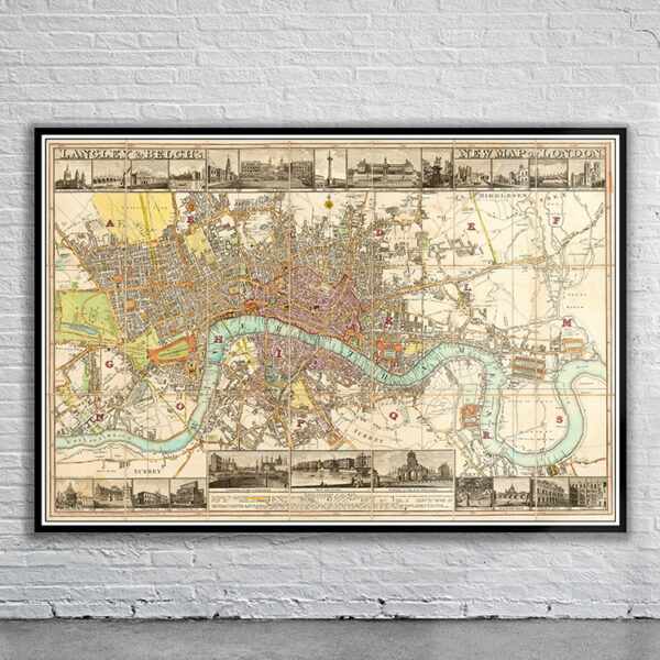 Vintage Map of London 1816 Antique Map