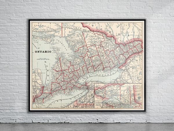 Vintage Map of Ontario Antique Map