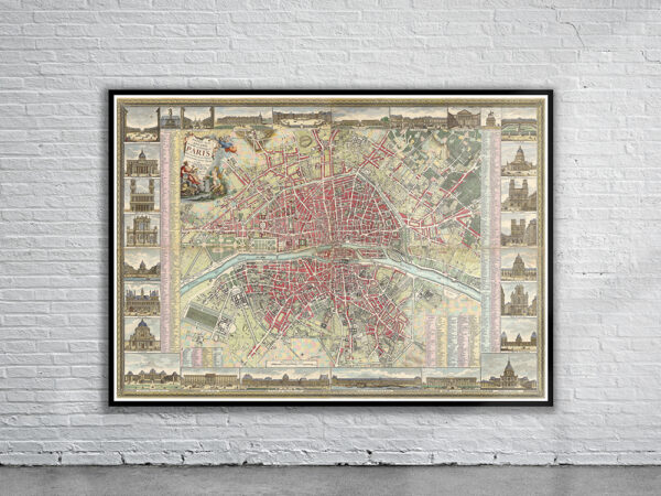 Vintage Map of Paris 1784 Antique Map