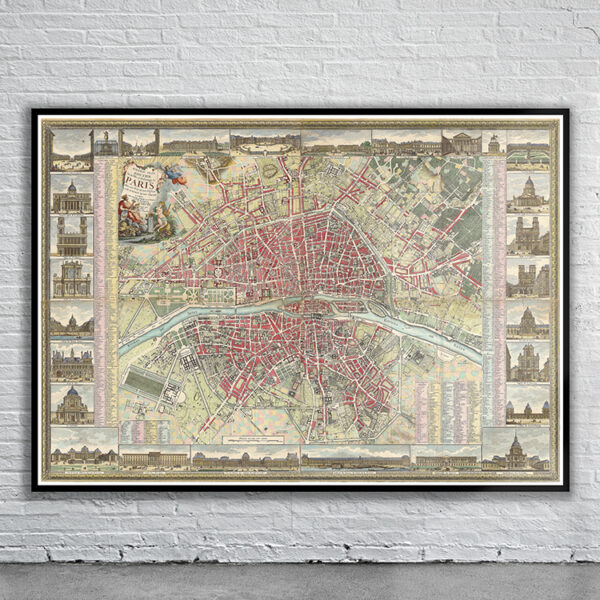 Vintage Map of Paris 1784 Antique Map