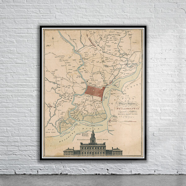 Vintage Map of Philadelphia 1777 Antique Map