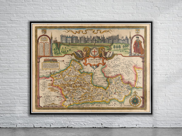 Vintage Map of Barkshire Antique Map