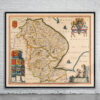 Vintage Map of Linconshire Antique Map