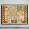 Vintage Map of Oxfordshire Antique Map