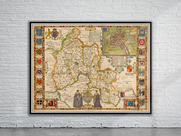 Vintage Map of Oxfordshire Antique Map