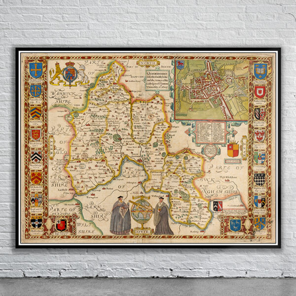 Vintage Map of Oxfordshire Antique Map
