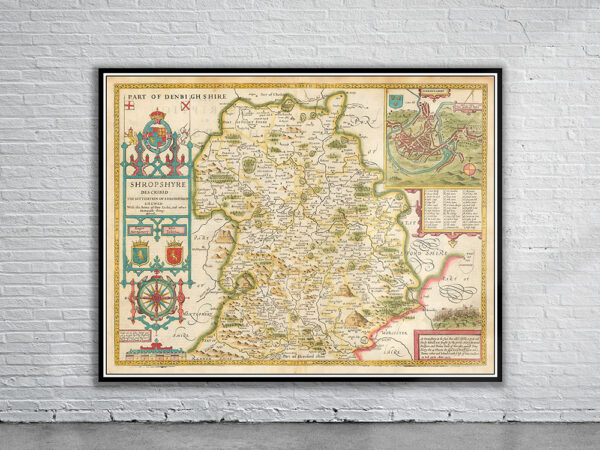 Vintage Map of Shropshire Antique Map